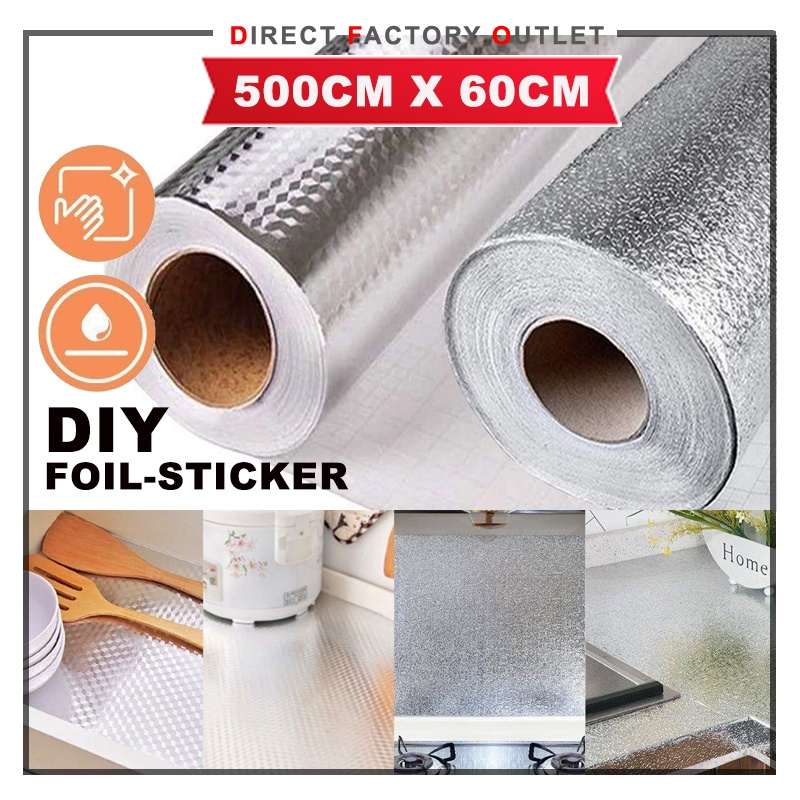DFO Aluminium Foil Kitchen Oil Proof Wallpaper Sticker Kitchen Stove