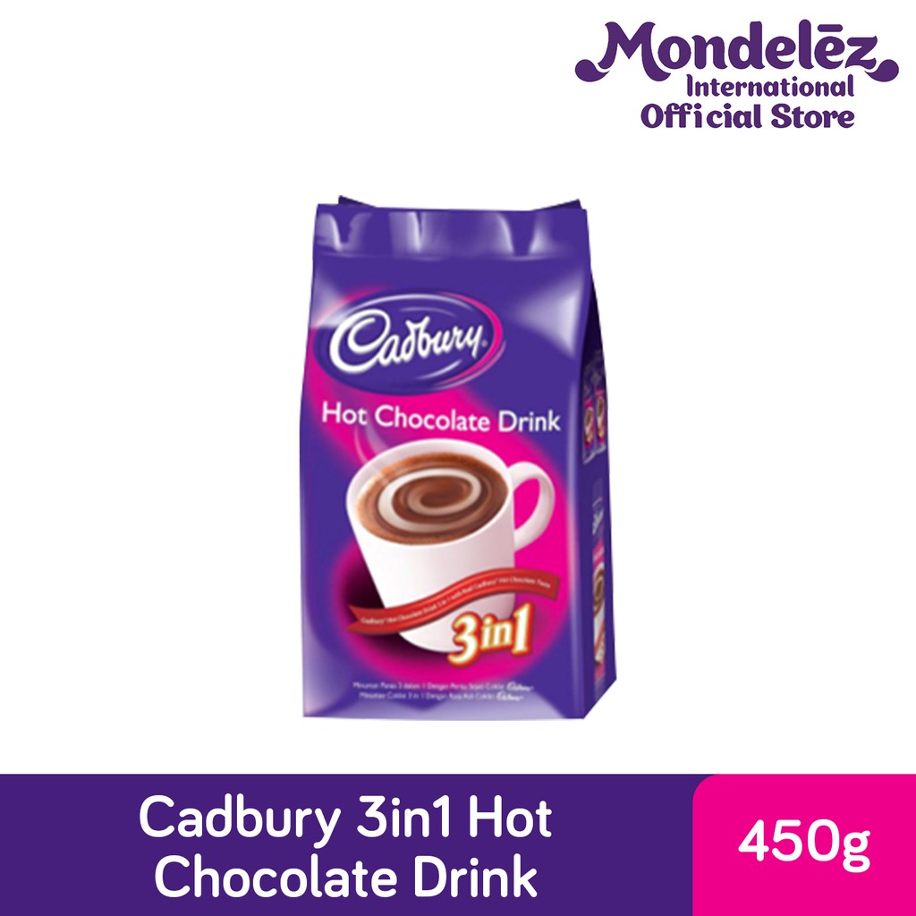 Cadbury 3 in 1 Hot Chocolate Drink, Real Cocoa Coklat Powder