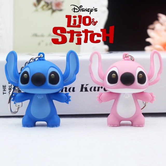 Disney Lilo & Stitch Angel LED Light and Sound Effect c/w Bell Keychain