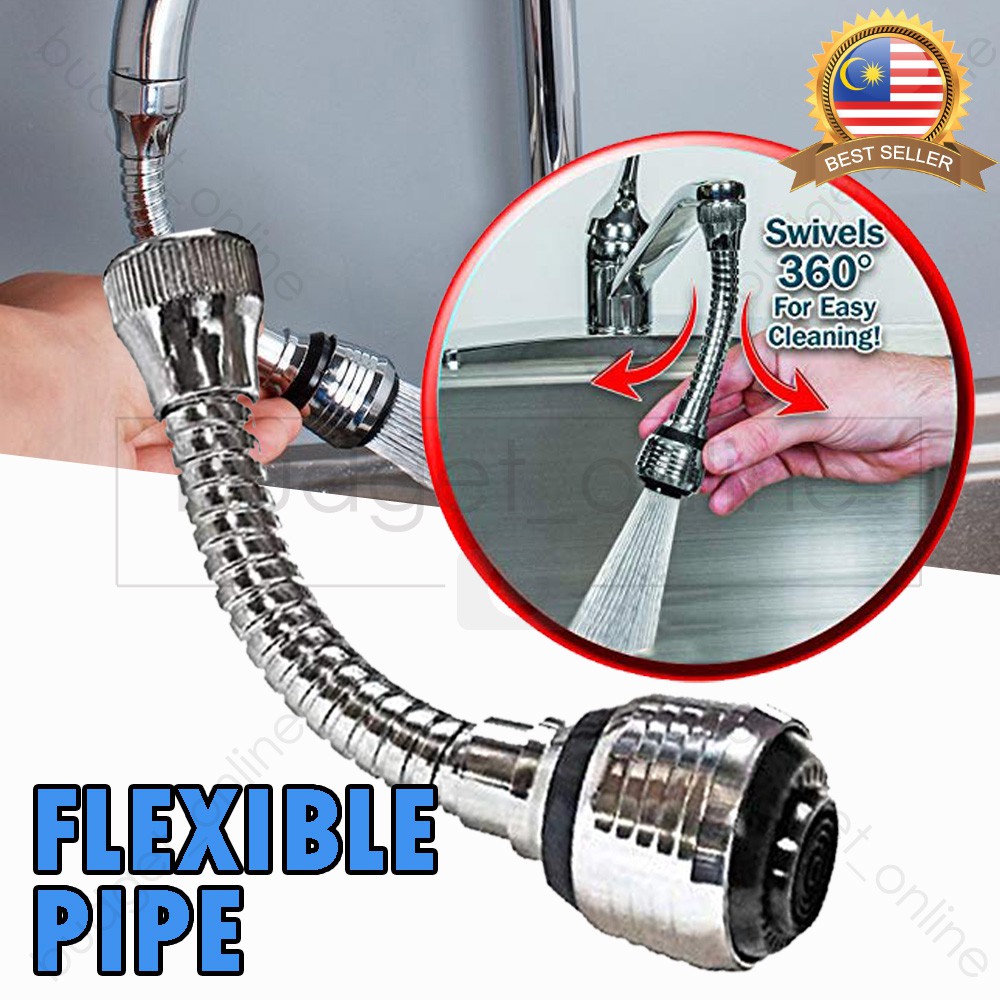 Flexible Pipe Swivel 360' Faucet Steel 6" Sprayer Swivel Sink Hose Pipe