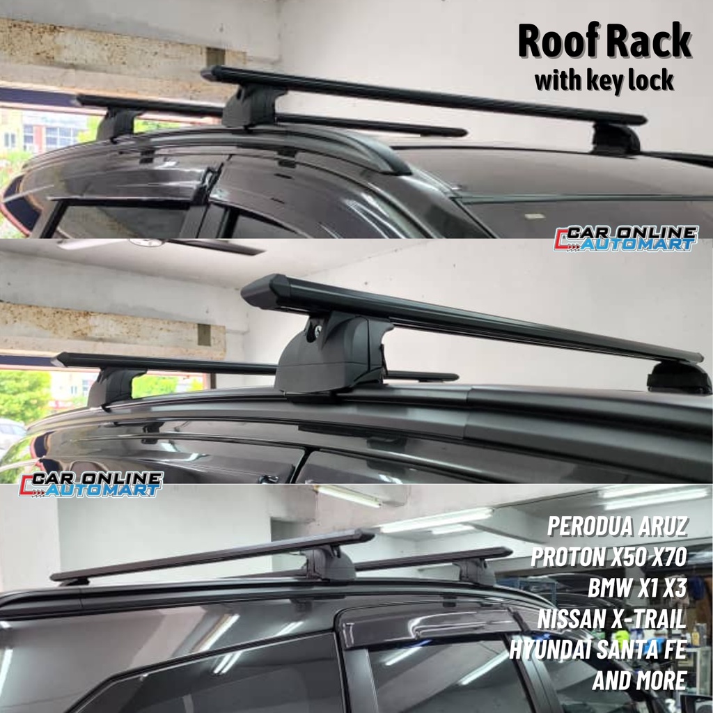 Car Roof Rack Aluminium BLACK Cross Bar With Key Lock Anti TheftLock
