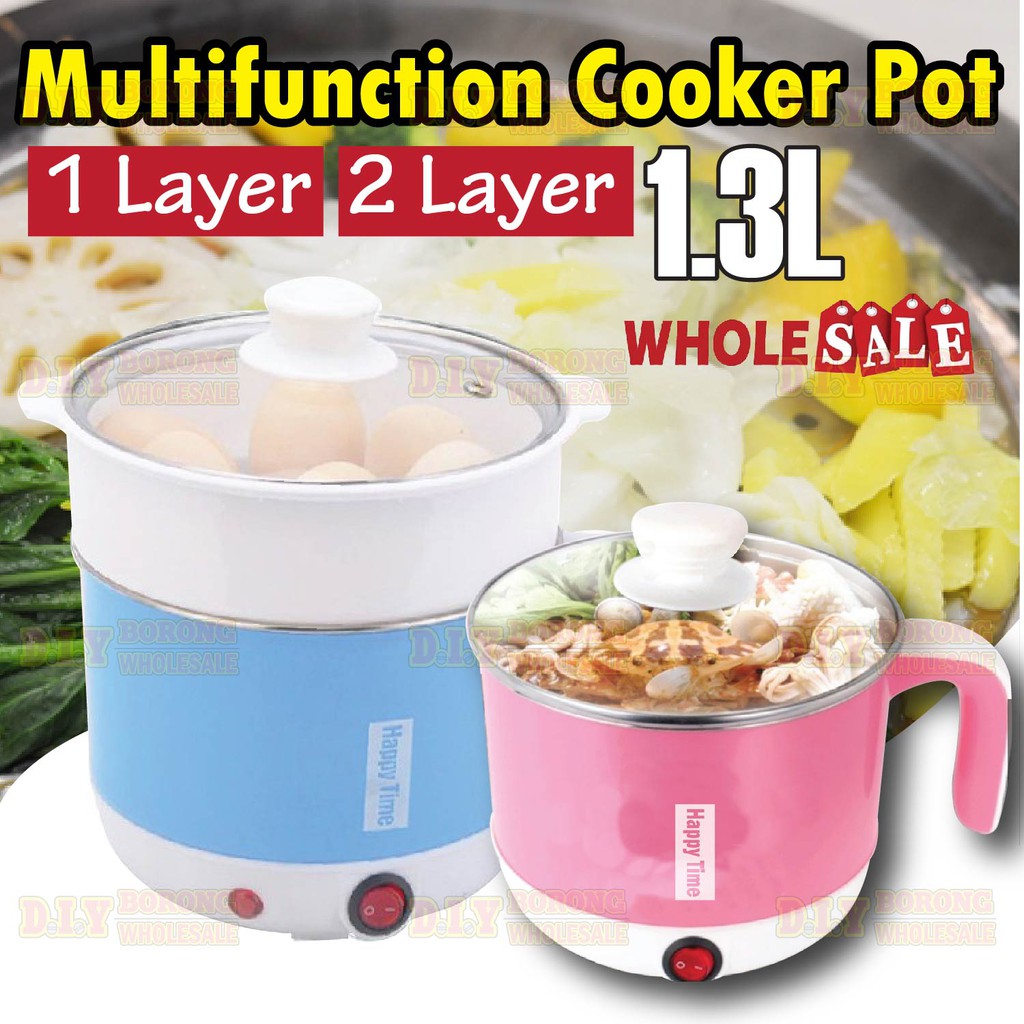 Electric Multi Cooker Pot Happy Time Home Kitchen 1 Layer & 2 Layer