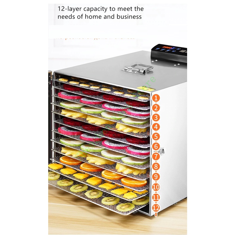 (Ready Stock) 12Tray Stainless Steel Food Dehydrator Vegetable and