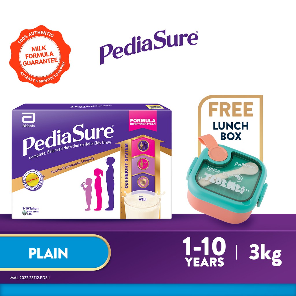 Pediasure Plain 3KG FREE Lunch Box (Child Nutrition Supplement for
