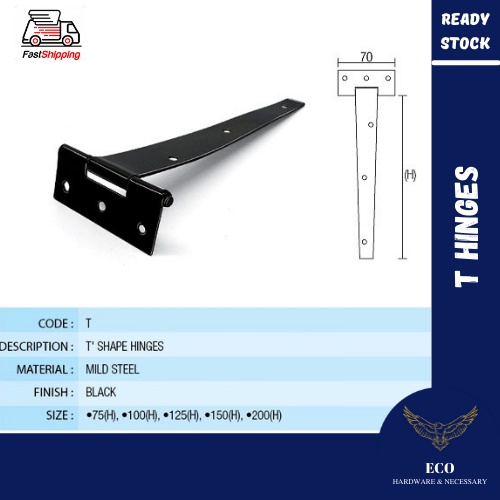 Black Heavy Duty "T" Hinges/T Door Hinges/T Engsel Besi/T Ensel Hitam