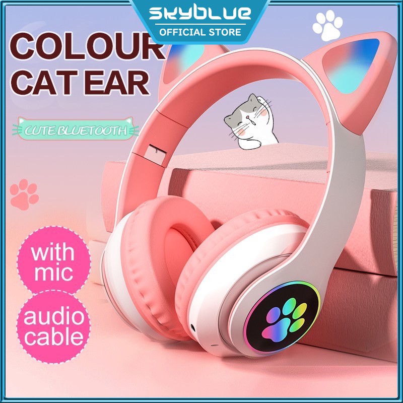 Cat Ear Wireless Bluetooth 5.0 Headphone Earphone Wireless Headphone