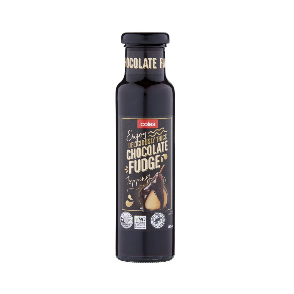 COLES Salted Caramel / Chocolate Fudge Dessert Topping Sauce Syrup