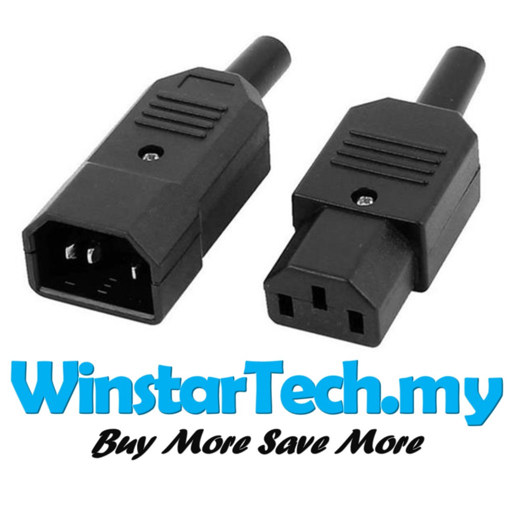 AC IEC C14 Male / Female Socket Connector Plug Re-wireable Cable