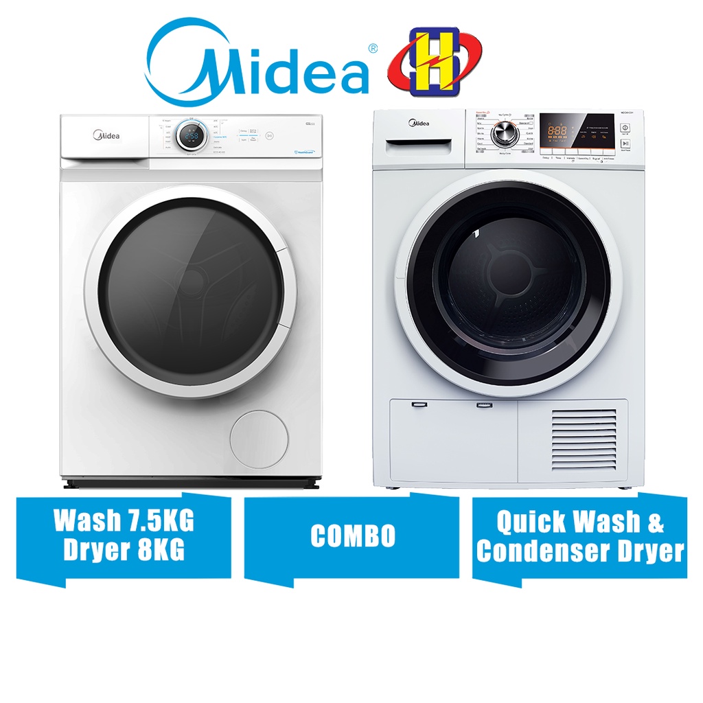 Midea Washing Machine And Condenser Dryer COMBO (7.5KG/8KG) Front Load