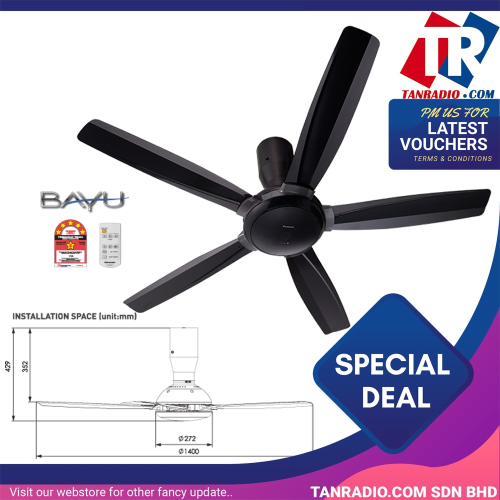 Panasonic Bayu 4 & 5 Blades with Remote Ceiling Fan 56 Inch White