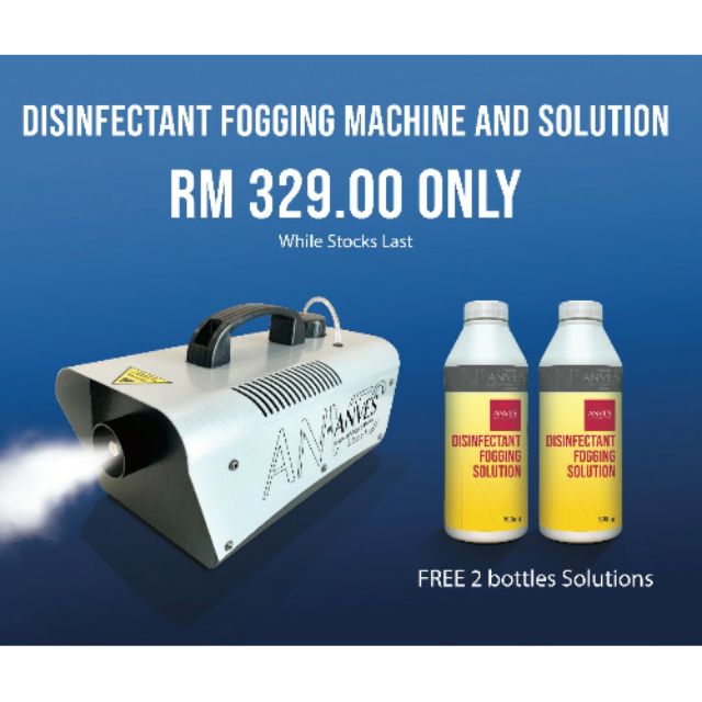 DISINFECTANT FOGGING MACHINE WITH 500ML NONALCOHOL SOLUTION (KILLS 99.