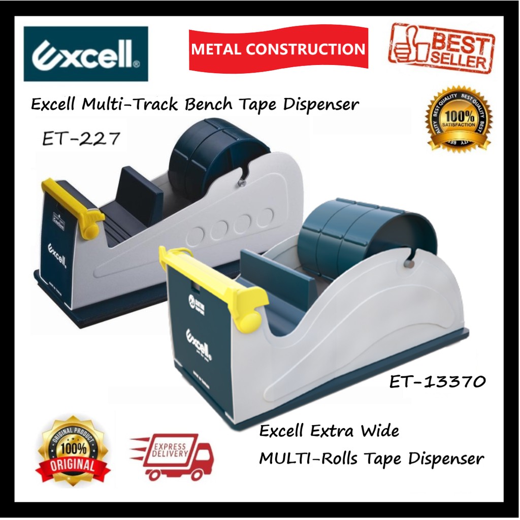 Excell MultiTrack Bench Tape Dispenser ET227 / Extra Wide MultiRolls Tape Dispenser ET13370