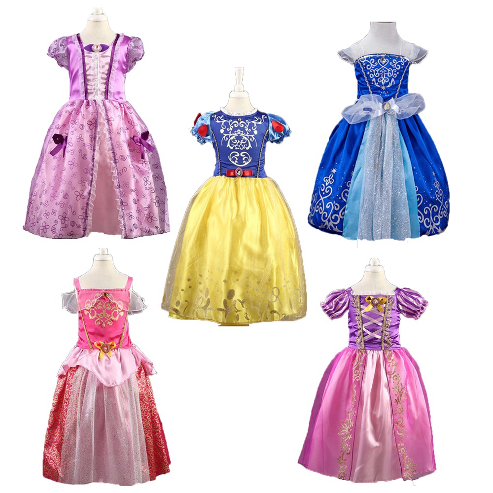 Girls Dress Cinderella Princess Dress Cosplay Rapunzel Aurora Dresses For Christmas Costume 310