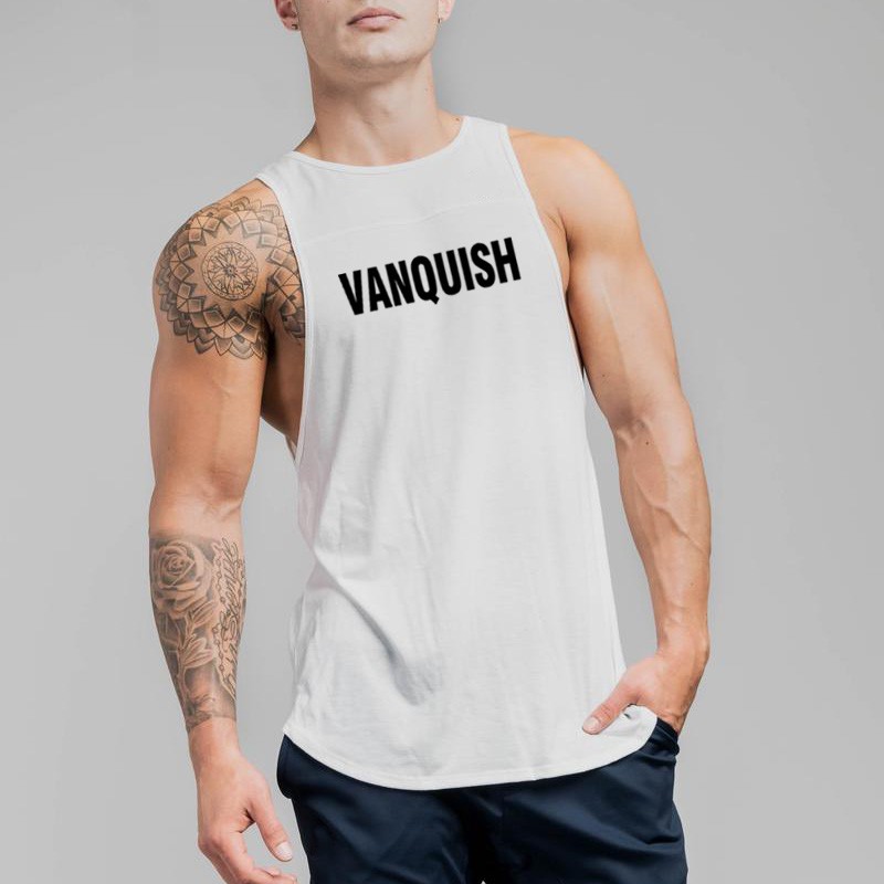Mens letters vanquish Gym Training Wear singlets Tracksuit Graphic