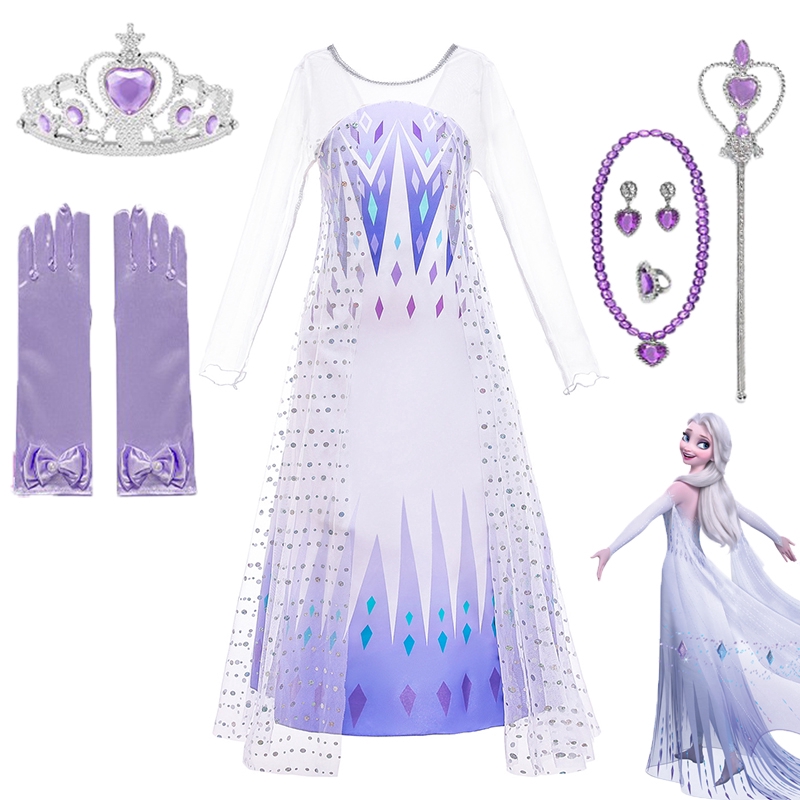 Frozen 2 Kids Princess Elsa Anna Dress for Girls Cosplay Costume Party