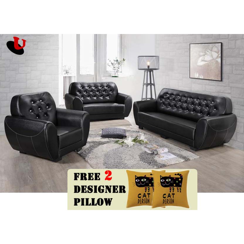 UNICO STUDIO 123 SEATER SOFA SET (PVC BLACK) Shopee Malaysia
