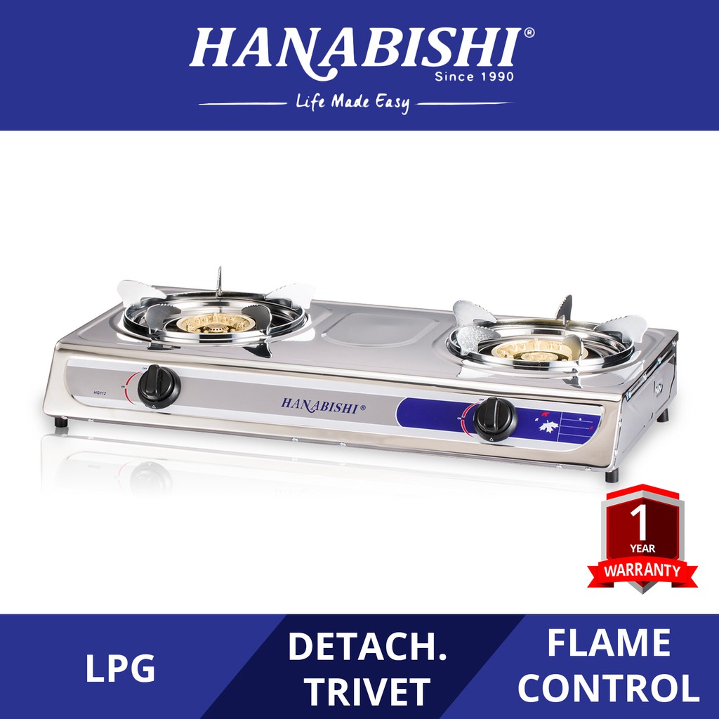 Hanabishi Double Burner Stainless Steel Gas Stove HG112 Shopee Malaysia