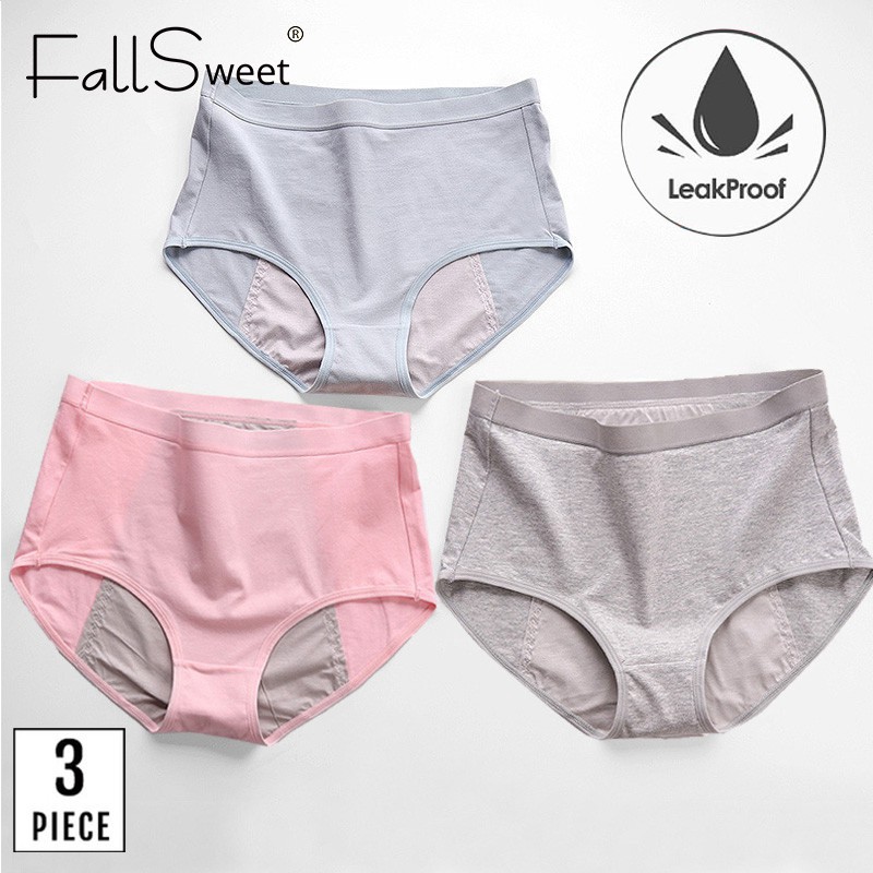 FallSweet Plus Size Period Panties Women Cotton High Waist (3 Pcs/Pack) Shopee Malaysia