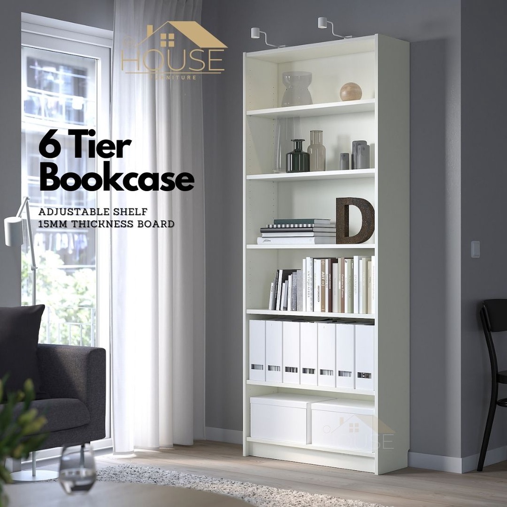 MYHOUSE Furniture BILLY IKEA Book Rack Bookshelf 6 Tier White Color