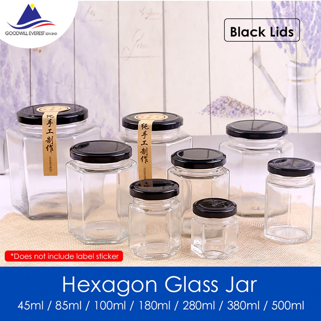 (10PCS) Hexagon Glass Jars with Lids, Canning Jars, Glass Spice Jars