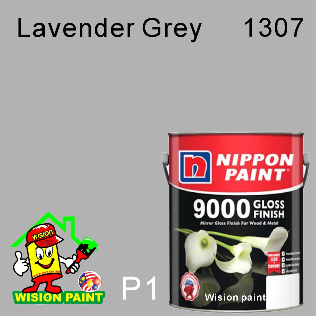 1307 LAVENDER GREY ( 1L ) 9000 GLOSS FINISH NIPPON PAINT WOOD AND METAL