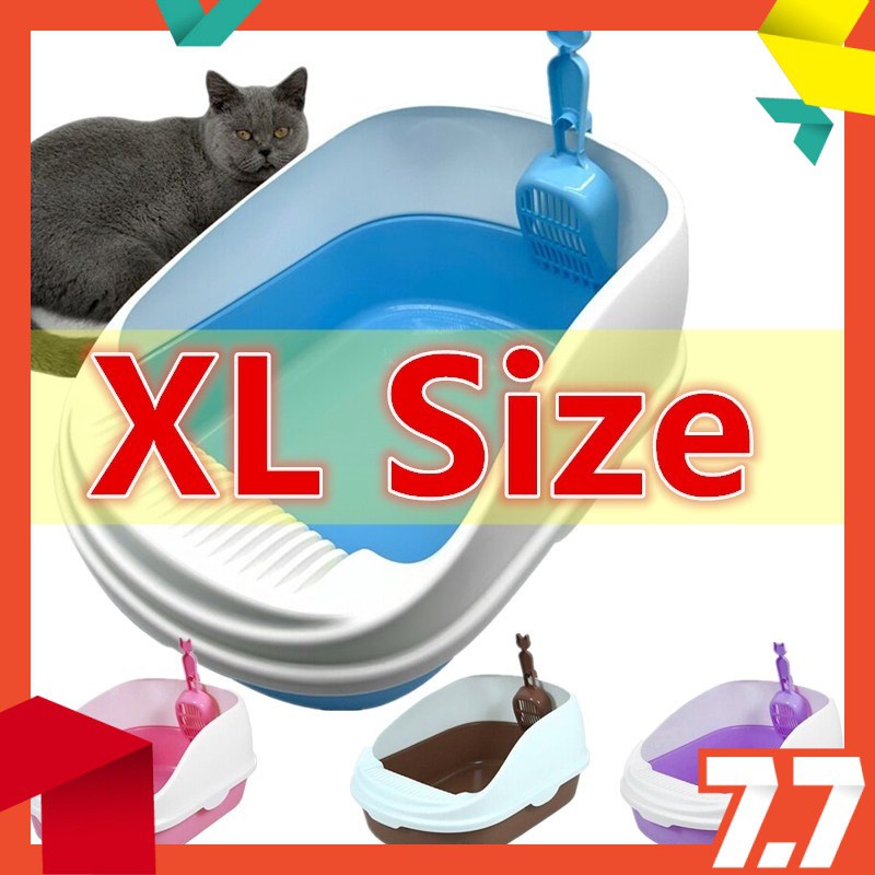 READY STOCK XL 56cm Quality Cat Litter Box + FREE SCOPE Bekas Pasir