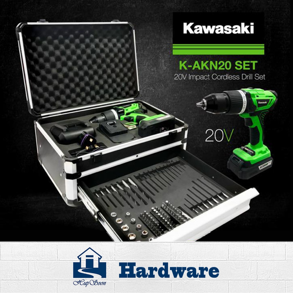 Kawasaki Power Tools Cordless Battery Drill 20V Brushless Impact