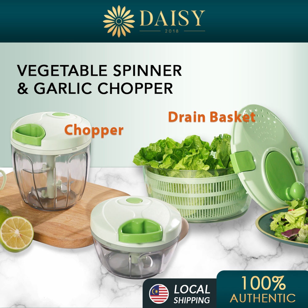 4L Salad Spinner Vegetable Dehydrator & Garlic Chopper Hand Pull