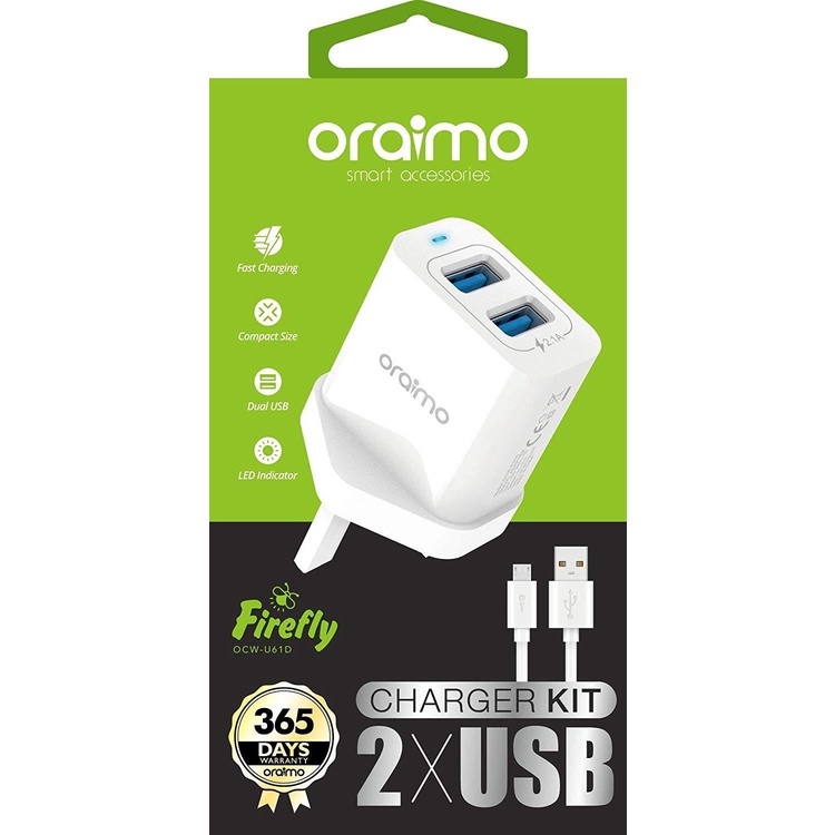 ORAIMO SMART FIREFLY CHARGER KIT ( 2XUSB ) Shopee Malaysia