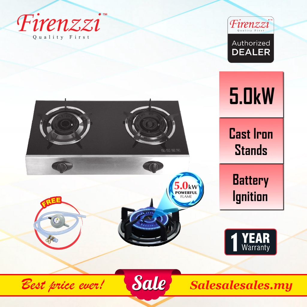 Firenzzi FS126 / FS148 Glass Stove Powerful Gas Cooker (Battery
