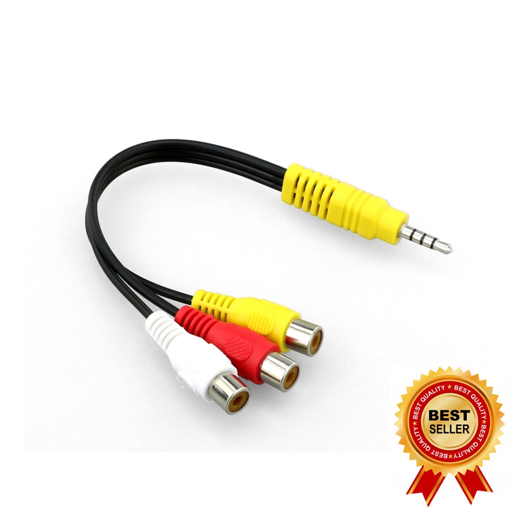 RCA 1 TO 3 1.5M FEMALE MALE COLOUR SILVER DVD Audio Video High Grade