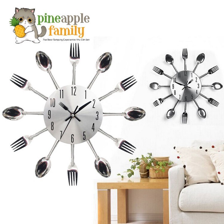 Modern Design Sliver Cutlery Kitchen Utensil Wall Clock Spoon Fork Clock New Shopee Malaysia