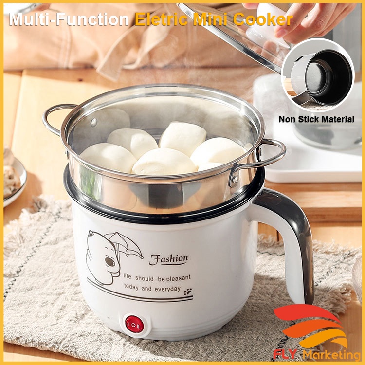 1.8L Non Stick Electric Pot /Mini Rice Cooker With Steamer Frying Pan