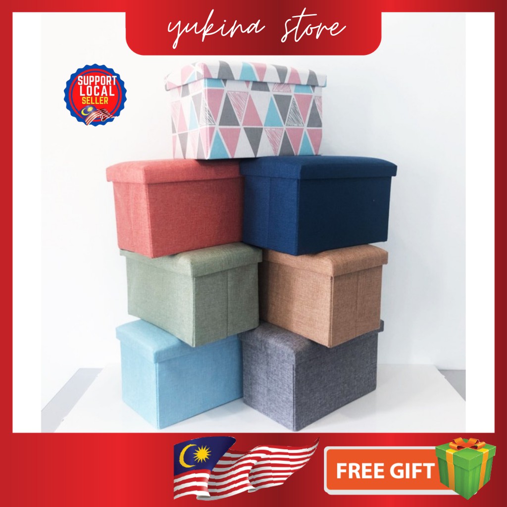 Foldable Storage Box Chair tool Home Living Storage Solid Fiberboard Bench 40x25x25cm Kotak