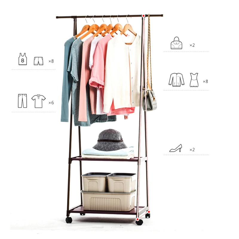 (READY STOCK)RAK SANGKUT BAJU Shelf Clothes Hanger Racks With Wheel