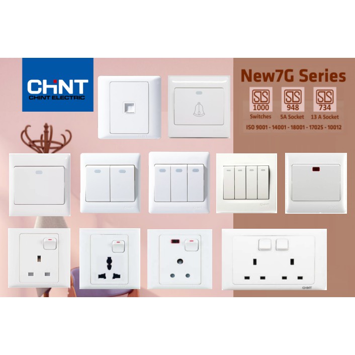 CHINT NEW7G Series Switch White socket new7 switches Shopee Malaysia