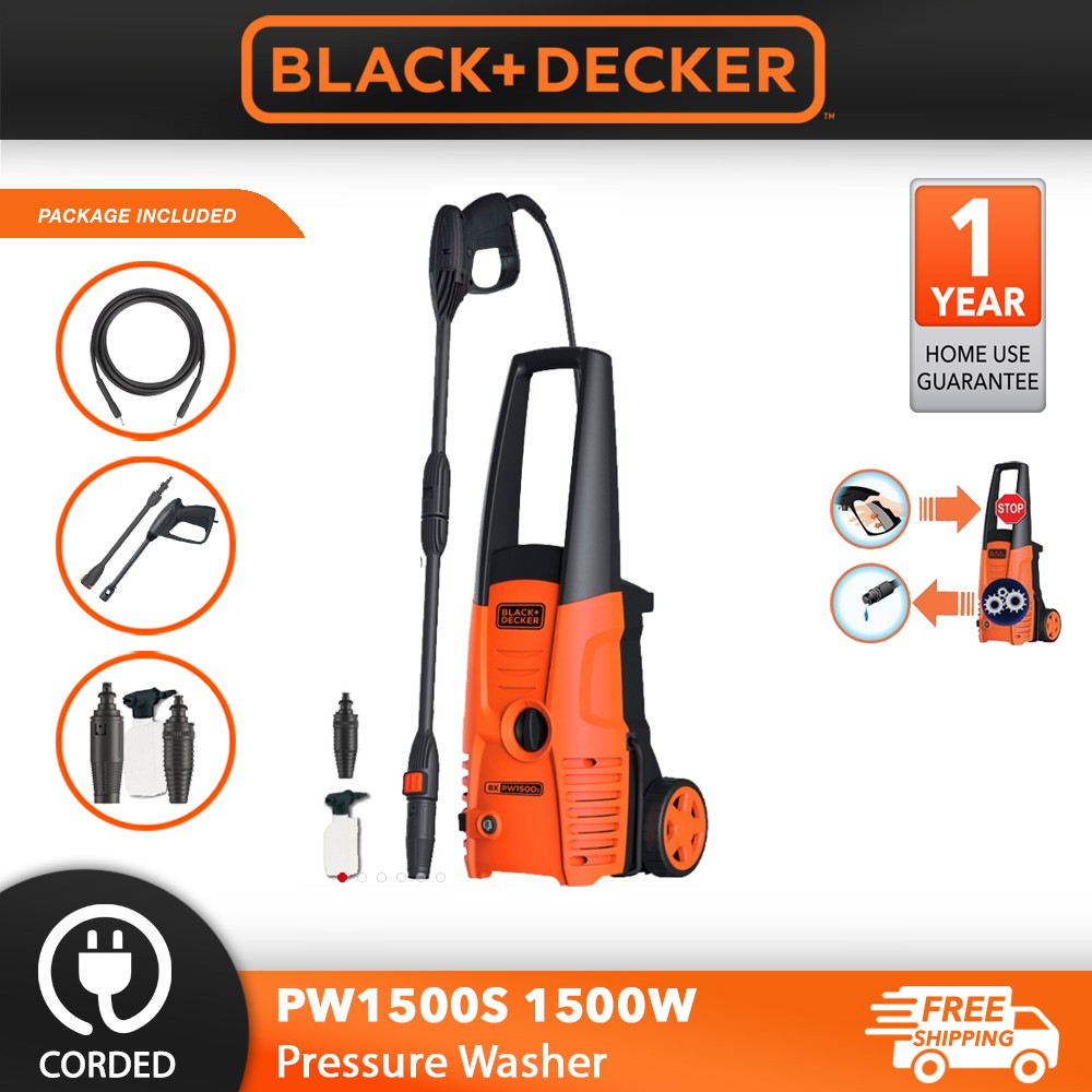 BLACK & DECKER PW1500S 1500W Pressure Washer Water Jet 120