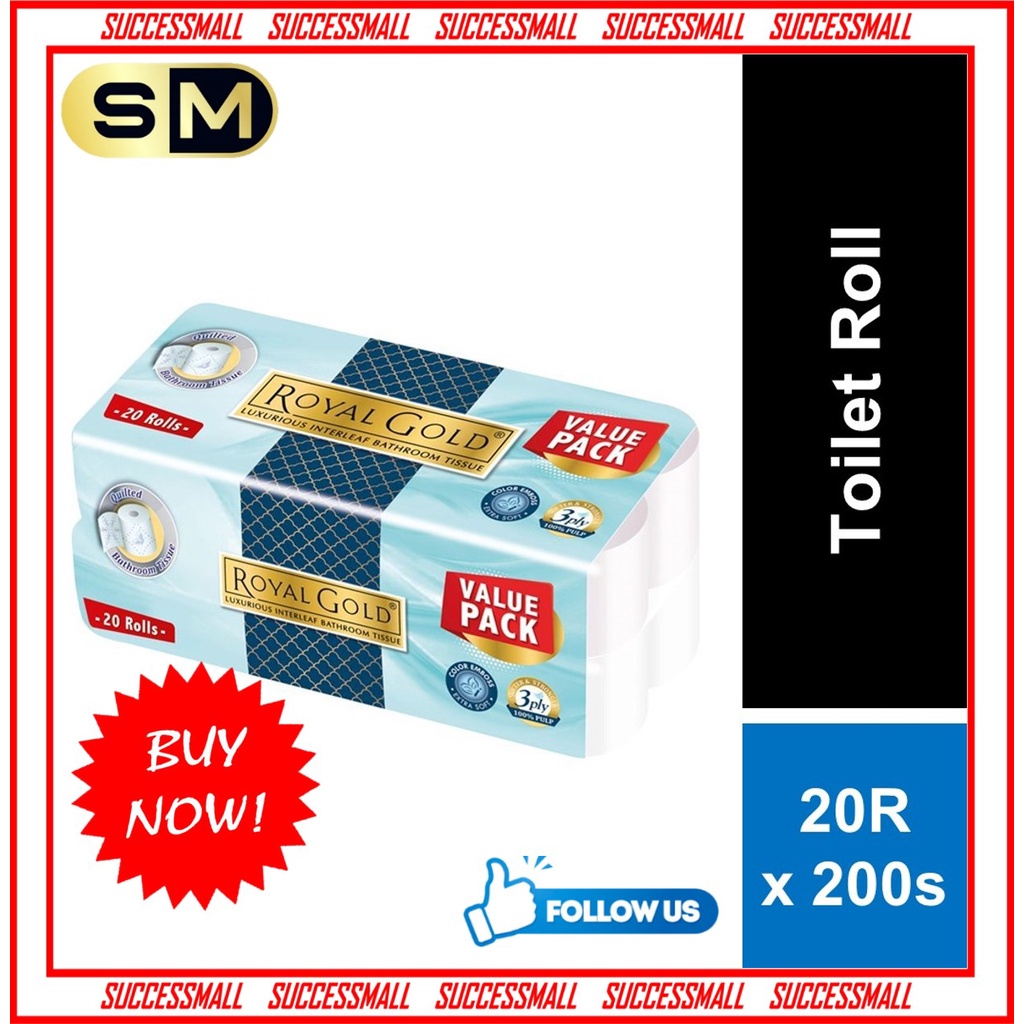 Royal Gold Luxurious Toilet Roll Toilet Paper Toilet Tissue 3ply 20R x 200s Shopee Malaysia
