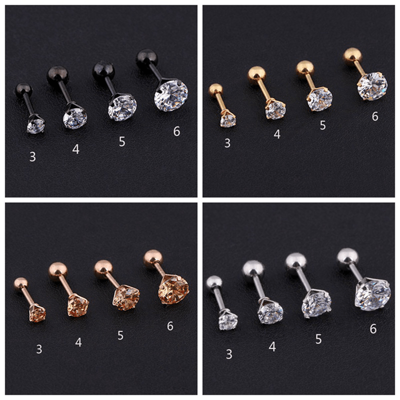 1pc Titanium Zircon Earrings Diamond stud earrings women Fashion bone