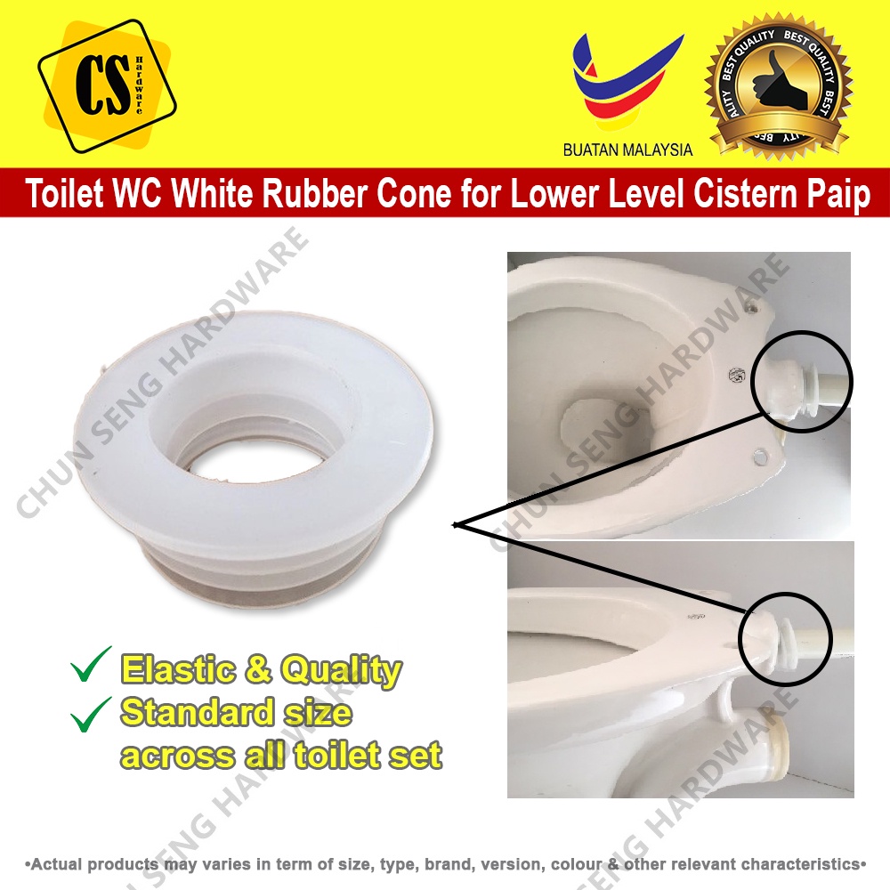 Toilet WC 38mm White Rubber Cone for Lower Level Cistern Pipe Outlet