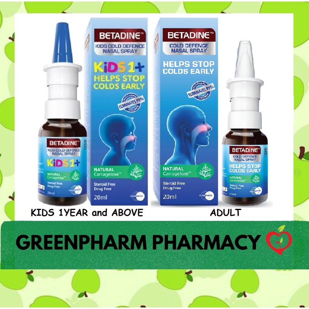 Betadine Cold Defence Nasal Spray Steroid and Drug Free 20ml Shopee