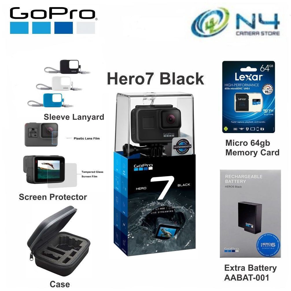 Gopro Hero 7 Black/Hero7 Black + 64gb Card + Batt Ori [Free Gift] Shopee Malaysia