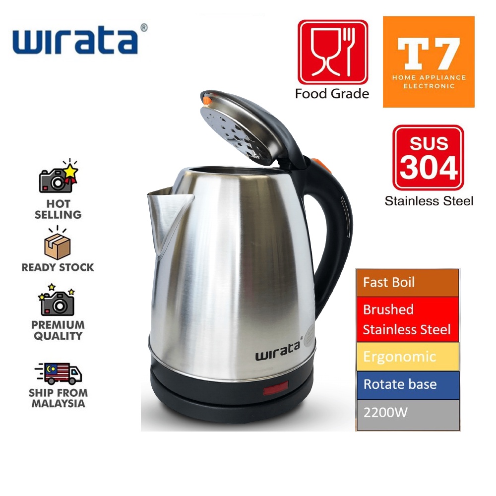 Wirata 1.8L Kettle [100 ORIGINAL] Stainless Steel Black (JK211S