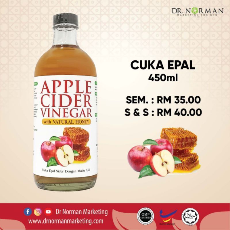 Dr Norman CUKA APPLE with MADU [450ML]. Apple Vinegar Cider with Honey