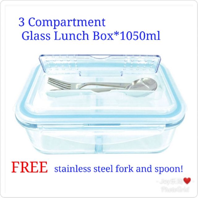 3 Compartment Glass Lunch Box Shopee Malaysia