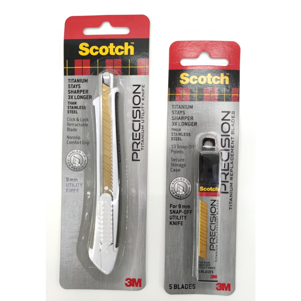 3M Scotch 9mm Precision Titanium Utility Knife Hand Cutter or Refill
