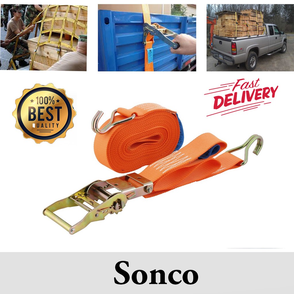 2.0" x 10M X 2 Tons Heavy Duty Lorry Ratchet Strap Tie Down METAL LOCK