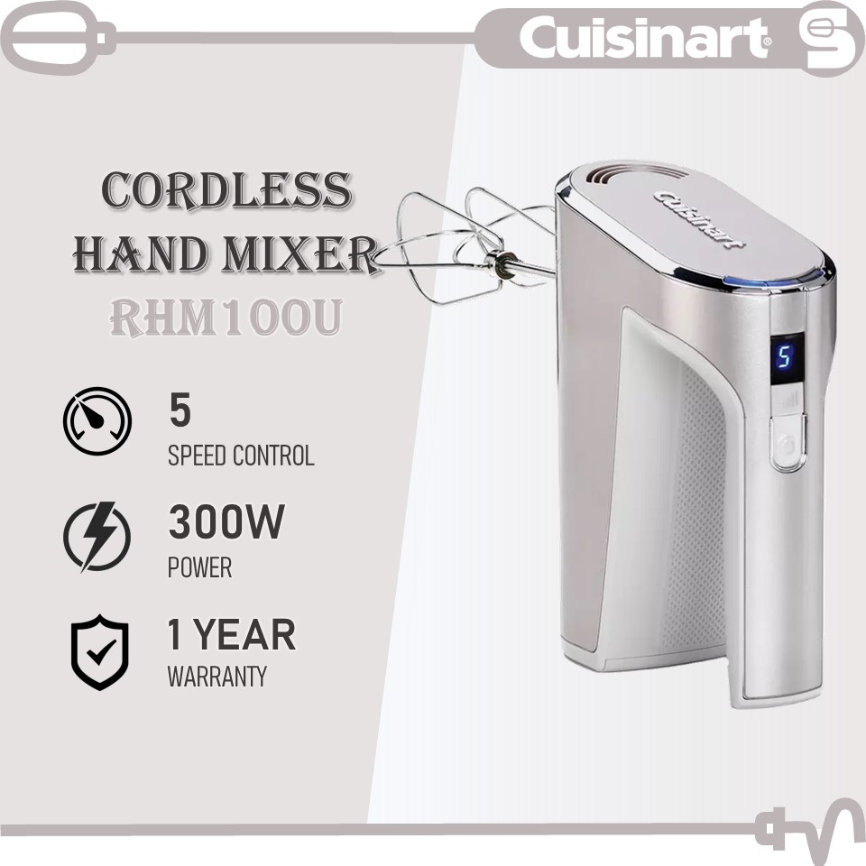 CUISINART 5 Speed Cordless Hand Mixer RHM100U Champagne Gold (300W