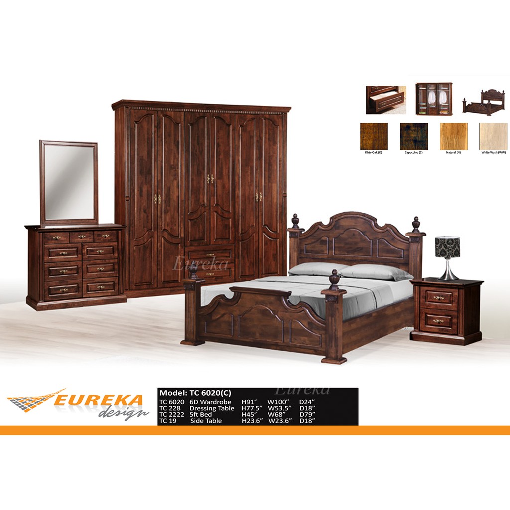 EUREKA 6020 Bedroom Set Queen Bed/ Wardrobe/ Dressing Table/ Bedside