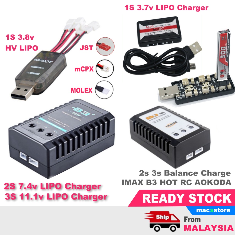 1S Lipo Charger 3.7V 2S 7.4V Charger 3S 11.1V Charger 4S Cells
